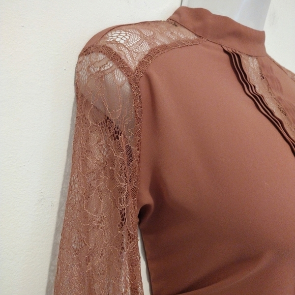 Express - Handkerchief Bell Sleeve Lace Blouse - Picture 6 of 16